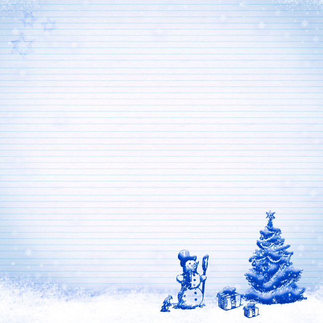 Cartes de bonne année Carte postale du Nouvel An avec un arbre de Noël bleu et un bonhomme de neige