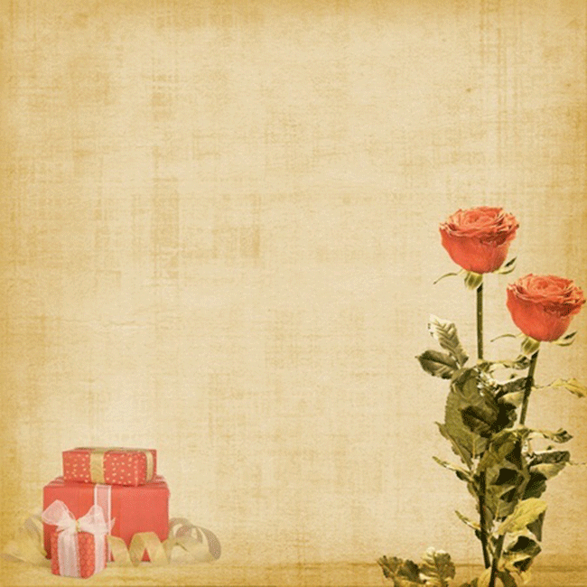 Cartes de Saint-Valentin Carte de vœux avec roses et cadeaux