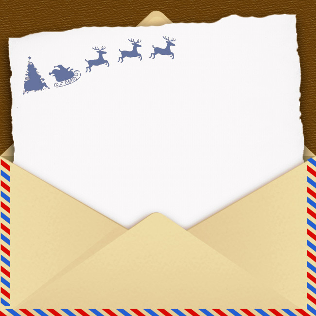 Cartes de Noël Carte postale avec enveloppe et cerf