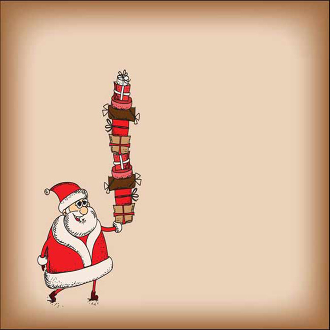 Cartes de bonne année Carte de vœux avec le Père Noël et les cadeaux