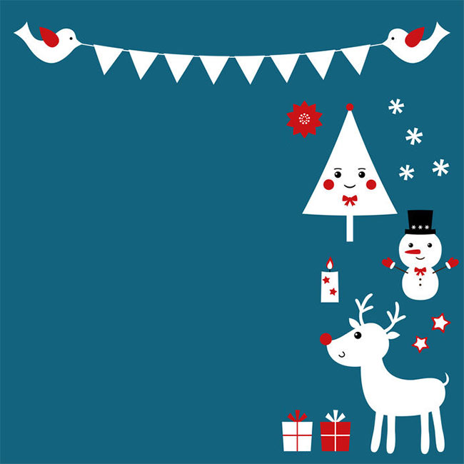 Cartes de bonne année Carte postale du nouvel an avec élan, bonhomme de neige et arbre de Noël