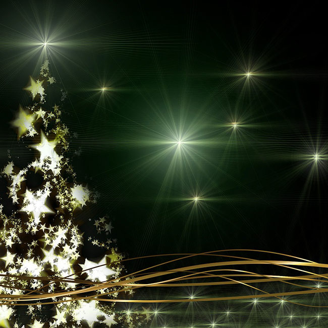 Cartes de bonne année Une carte de Noël verte avec un sapin de Noël scintillant d'or